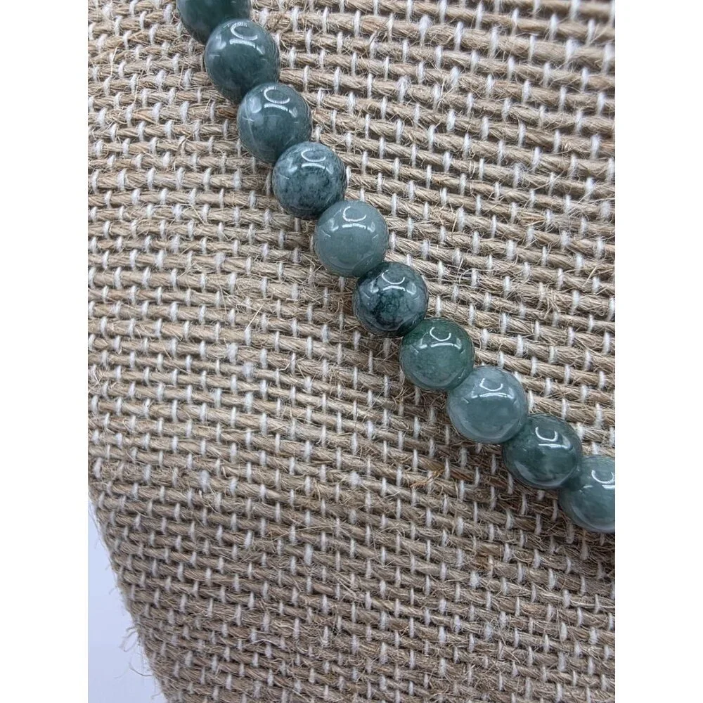Grade A Jadeite Jade Green Round 3.8mm Beads‎ Necklace 16
